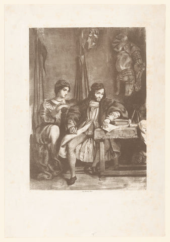 Götz von Berlichingen writes down his memories, Eugène Delacroix, 1836 - 1843 Canvas Print