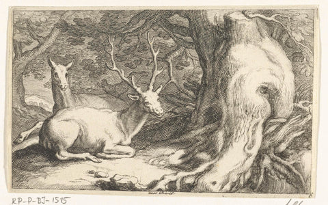 Deer, Frederick Bloemaert, after 1635 - 1670 Canvas Print