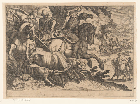 Hunting wild bulls, Antonio Tempesta, 1609 Canvas Print