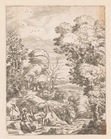 Landscape with Saint Hieronymus, Jean Pesne, 1666 - 1695 Canvas Print