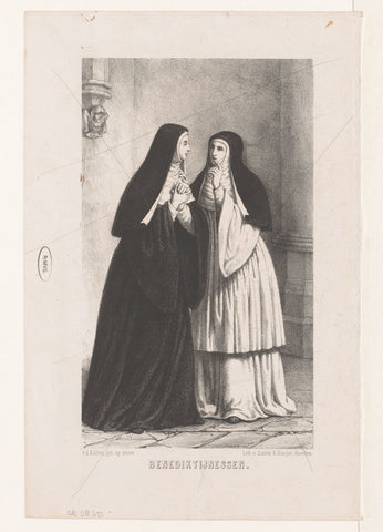 Two nuns, David van der Kellen (1827-1895), 1857 - 1864 Canvas Print