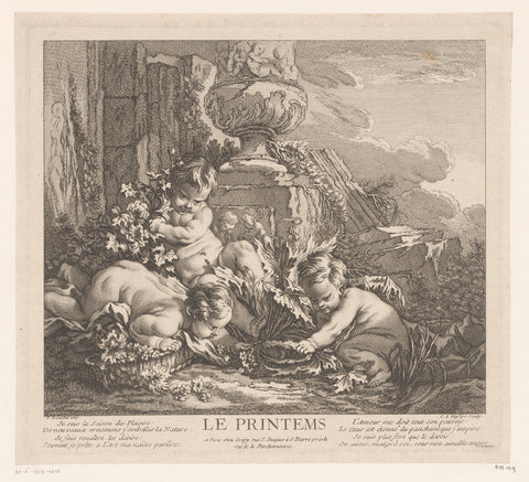 Personification of spring, Claude Augustin Duflos, 1710 - 1786 Canvas Print