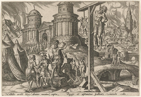 The King of Ai is hanged, Philips Galle, 1569 Canvas Print