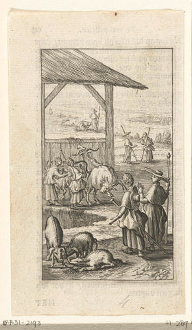 Duyfken and Willemynken in pigs and kicking cow, Boëtius Adamsz. Bolswert, 1638 Canvas Print