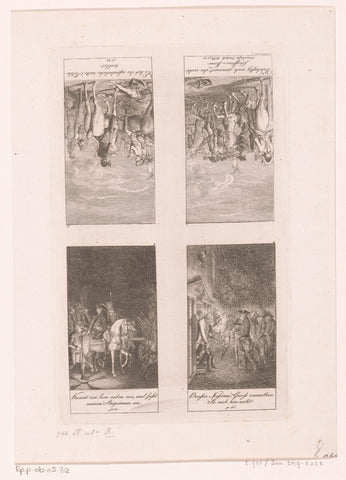 Four performances from the anecdotes of Friedrich II, Daniel Nikolaus Chodowiecki, 1800 Canvas Print