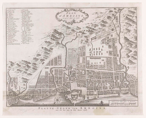 Map of the city of Amboina, Jacob van der Schley, 1747 - 1780 Canvas Print