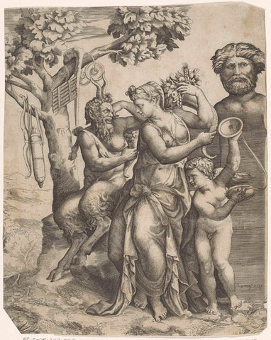 Bread, Pomona in Love, Giulio Bonasone, 1501 - 1580 Canvas Print