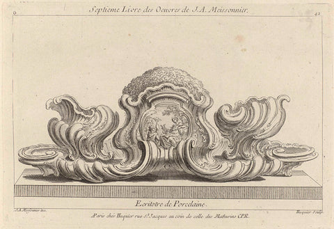 Design for a porcelain ink set, Gabriel Huquier, Juste Aurèle Meissonnier, 1738 - 1749 Canvas Print