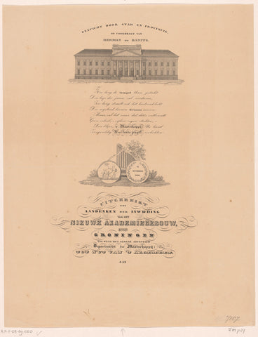 Memento of the inauguration of the new academy building of the University of Groningen, 1850, Willem de Boois, 1850 Canvas Print