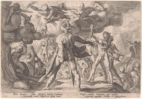 Battle between the gods and the giants, Hendrick Goltzius (workshop or), 1589 Canvas Print