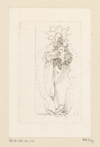 Standing Mary with Christ Child on a Crescent, Anne Claude Philippe Caylus, 1702 - 1765 Canvas Print