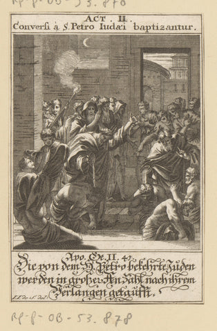 Apostle Petrus baptizes the converted, anonymous, 1697 Canvas Print