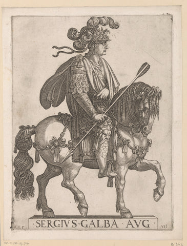 Emperor Galba on horseback, Antonio Tempesta, 1596 Canvas Print