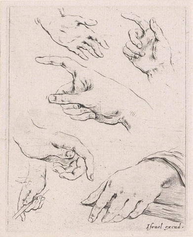 Six Hands, Stefano della Bella, 1620 - 1664 Canvas Print