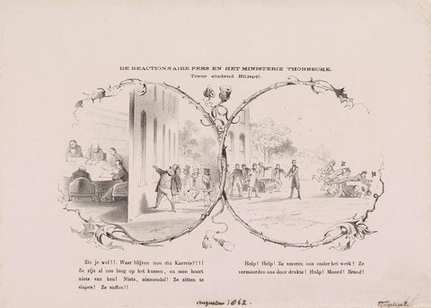 Cartoon on the unfounded accusations of laziness to the ministry of Thorbecke, 1862, anonymous, 1862 Canvas Print