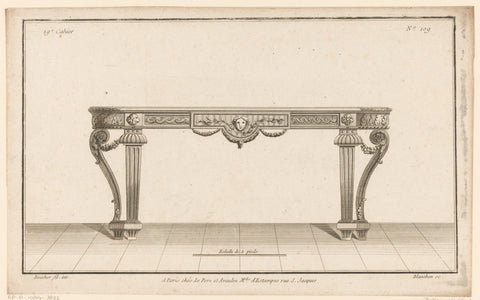 Table with mask, Jean Guillaume Blanchon, 1772 - 1779 Canvas Print