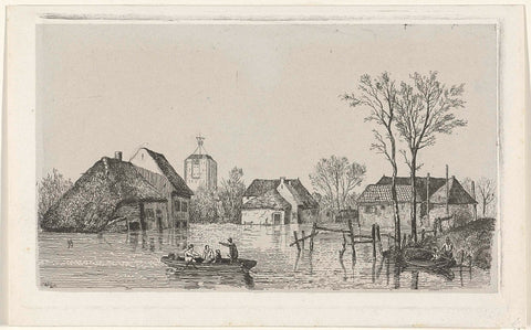 Flood at Beesd, 1855, Willem Gruyter jr., 1832 - 1880 Canvas Print