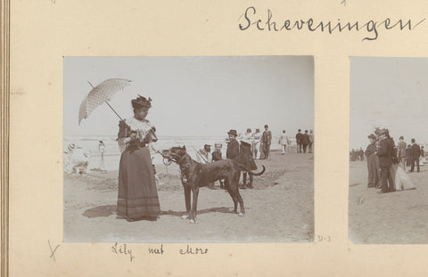 Lily Holle with dog Moro in Scheveningen, Hendrik Herman van den Berg, in or after 1890 - in or before 1894 Canvas Print