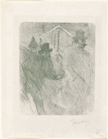 Baron Moïse begs on the street with passer-by, Henri de Toulouse-Lautrec, 1898 Canvas Print