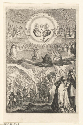 Emblem with man who must choose whether he will serve God or the devil, Boetius Adamsz. Bolswert, 1649 Canvas Print