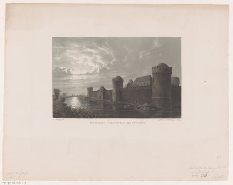 Fortress wall with towers and castle, Utrecht around the 8th century, Willem Jacob Hofdijk, 1857 - 1864 Canvas Print