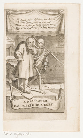 Death accompanies old man, anonymous, 1712 Canvas Print