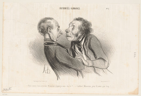 Man sings back to interlocutor with bad breath, Honoré Daumier, 1840 Canvas Print