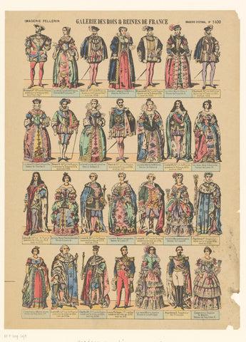 Twenty-eight French kings and queens, anonymous, 1851 - 1873 Canvas Print