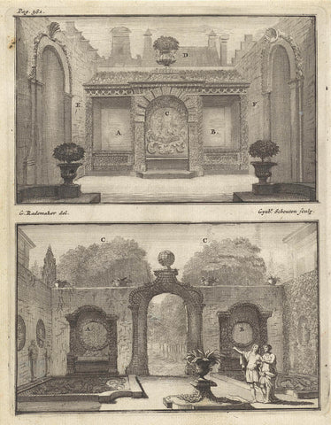 Illustrations with garden designs, Gilbert Schoute, 1706 - 1722 Canvas Print