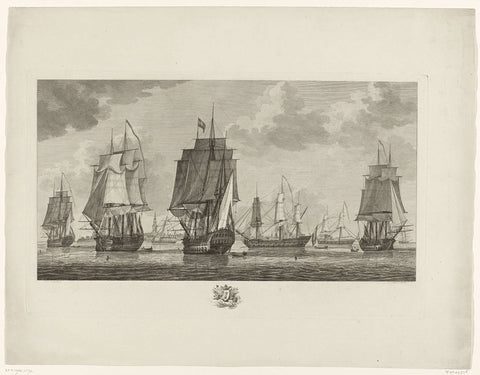 Dutch war fleet on the roads of Vlissingen, 1784, Mathias de Sallieth, 1784 Canvas Print