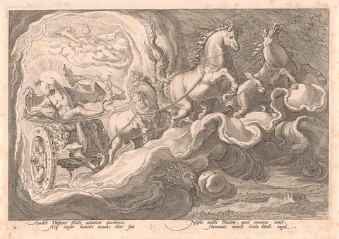 Phaëthon drives in the solar car, Hendrick Goltzius (workshop or), 1590 Canvas Print