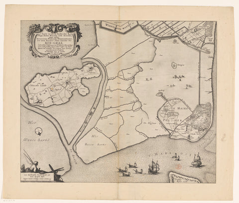 Map of the polder de Koegras with the Le Maires polder, anonymous, 1640 - 1652 Canvas Print