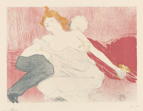 Design for a catalog cover with a reclining man and half-naked woman, Henri de Toulouse-Lautrec, 1896 Canvas Print