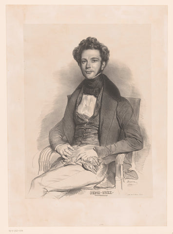 Portrait of the pianist Henri Herz, Achille Devéria, 1832 Canvas Print