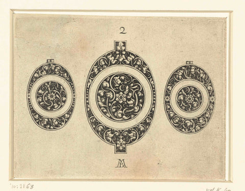 Three oval dials, Michiel le Blon, c. 1620 - c. 1626 Canvas Print