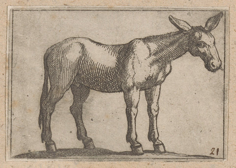 Standing donkey, Antonio Tempesta, 1565 - 1630 Canvas Print