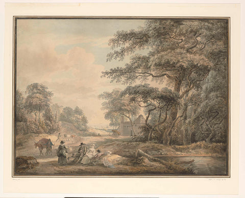 Travellers Halted in a Wooded Landscape, Paul Sandby, 1735 - 1809 Canvas Print