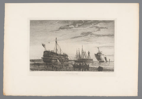 Ships on the Thames, Auguste Ballin, 1875 Canvas Print