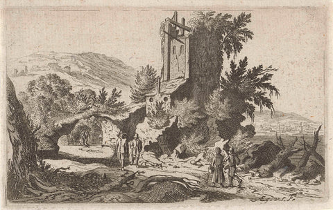 Hikers at a ruin, Gillis van Scheyndel (I), 1605 - 1653 Canvas Print