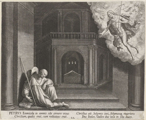 Petrus van Amiens as hermit, Raphaël Sadeler (I), 1600 Canvas Print