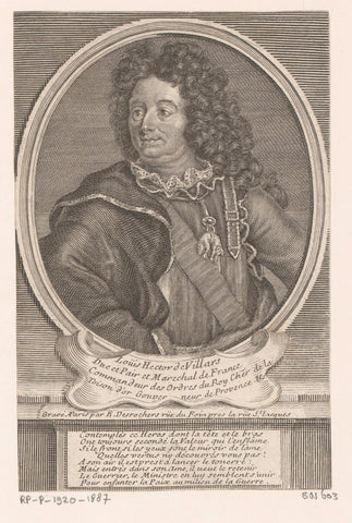 Portrait of Claude Louis Hector, duke of Villars, Etienne Desrochers, c. 1726 Canvas Print