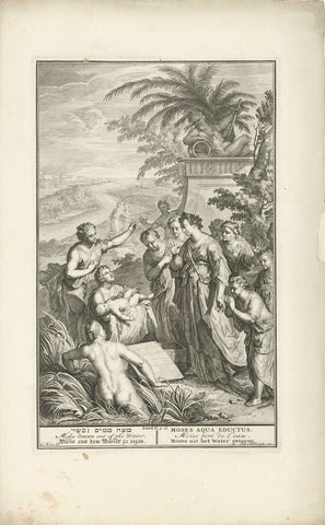 Moses is found by pharaoh's daughter, Joseph Mulder, 1720 - 1728 Canvas Print