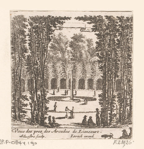 Gezicht op arcades van bomen rond een fontein, Israël Silvestre, 1655 Canvas Print