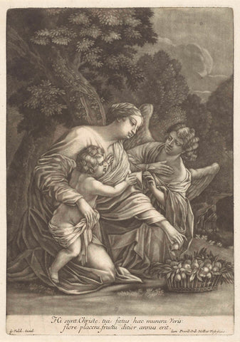 Mary with the Christ Child and an Angel, anonymous, 1660 - 1726 Canvas Print