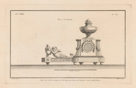 Firebox with putto and vases, Jean Pelletier, 1772 - 1779 Canvas Print