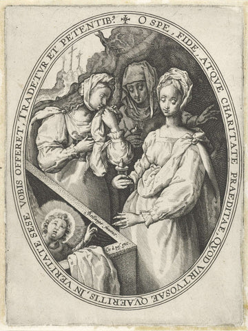 Drie Maria's bij het graf, Crispijn van de Passe (I), 1600 Canvas Print