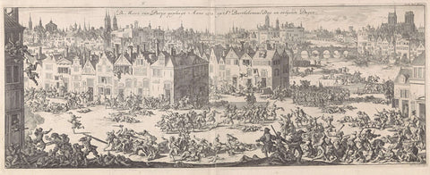 Massacres during the Bartholomew's Night in Paris, 1572, Jan Luyken, 1696 Canvas Print