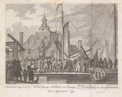 Arrival of the wounded Prince Willem George Frederik in Rotterdam, 1793, Cornelis Brouwer, 1802 Canvas Print