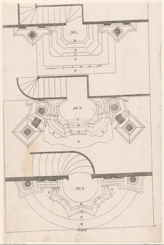 Maps of three cansel altars, anonymous, 1705 - 1775 Canvas Print