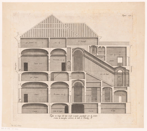 Longitudinal section of the Palazzo Spinola in Genoa, Nicolaes Ryckmans, 1622 Canvas Print